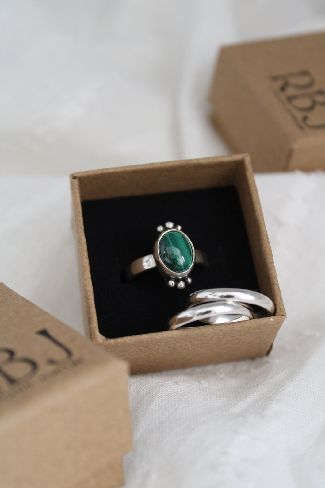 Size 5 Malachite Stacker Rings (3 pieces)