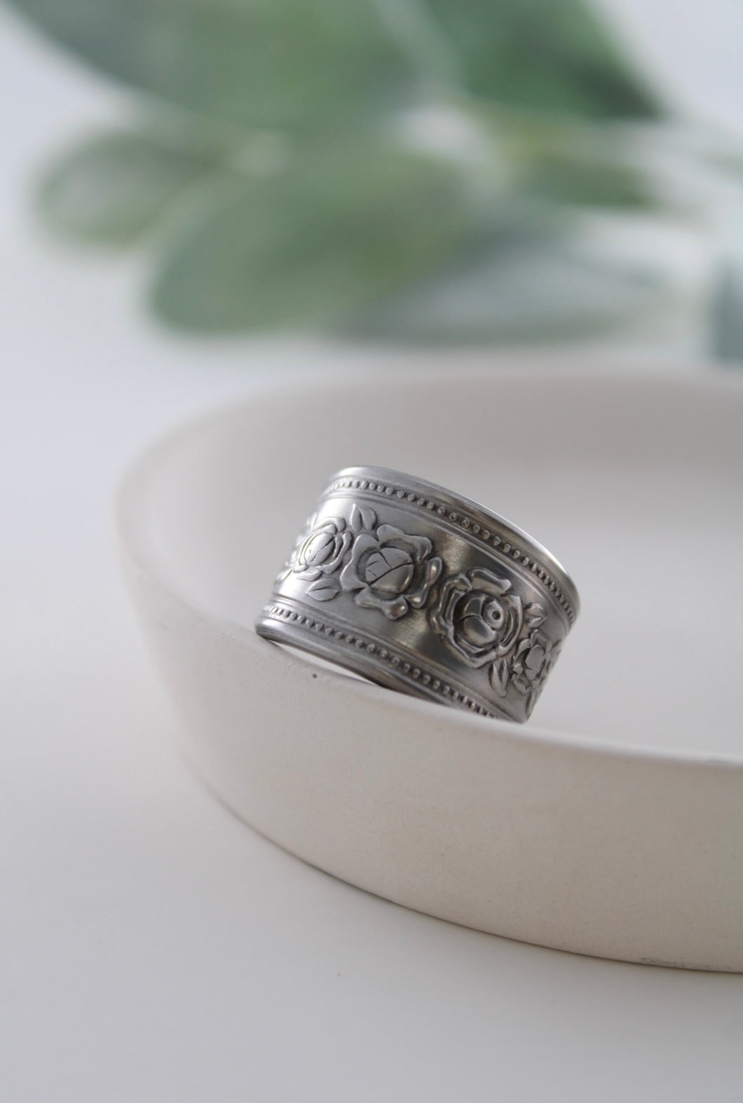 Spoon Ring | Beaded Rose | Stainless Steel